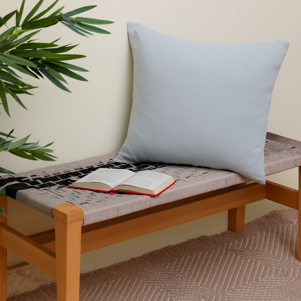 Light Blue Woven Cushion Cover 18x18 – Soft Decorative Throw Pillow for Sofa, Bed & Living Room Décor - Habitt