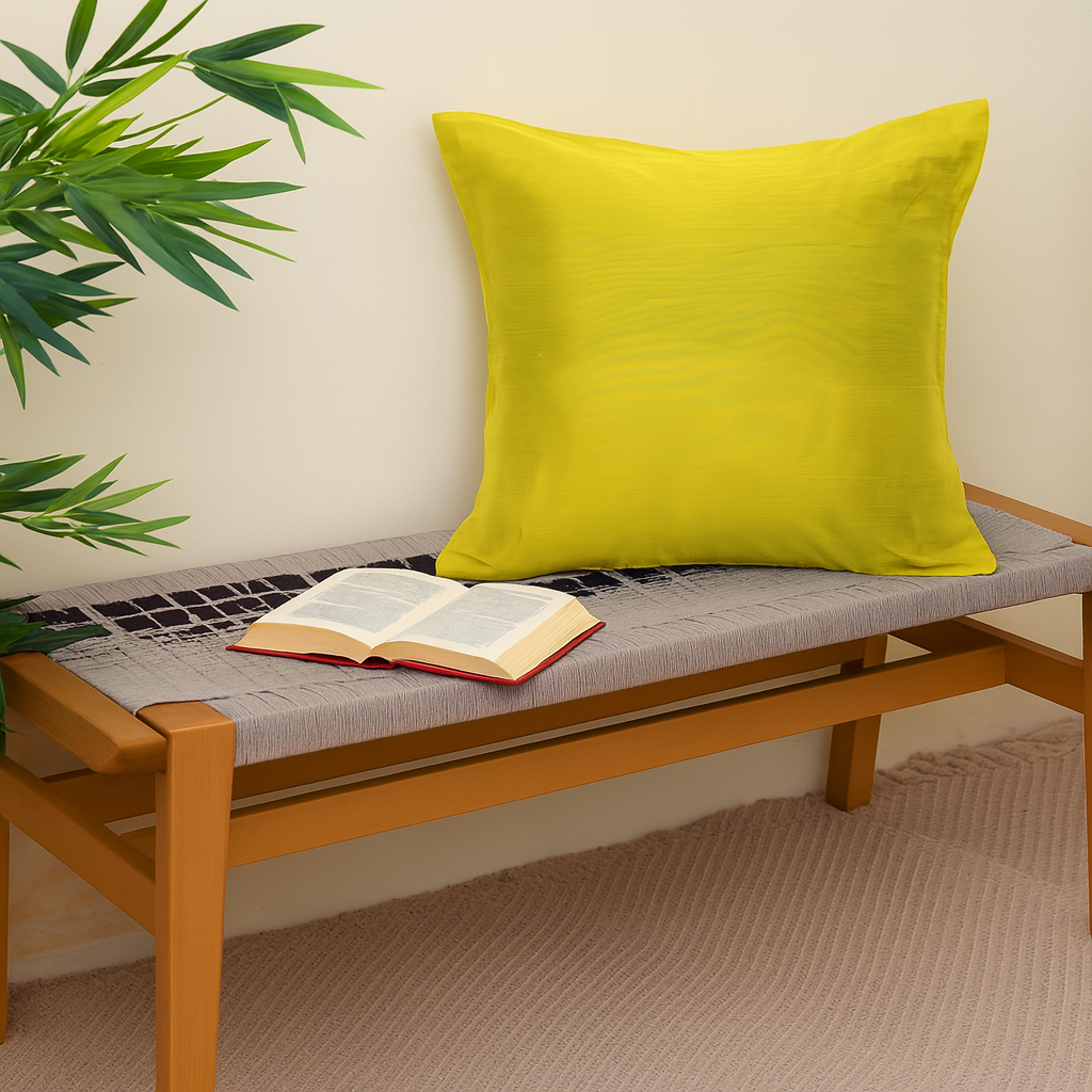 Buy 1 Get 1 Free Green Cotton Silk Cushion Cover 18x18 – Elegant Plain Decorative Throw Pillow for Sofa, Bed & Living Room - Habitt