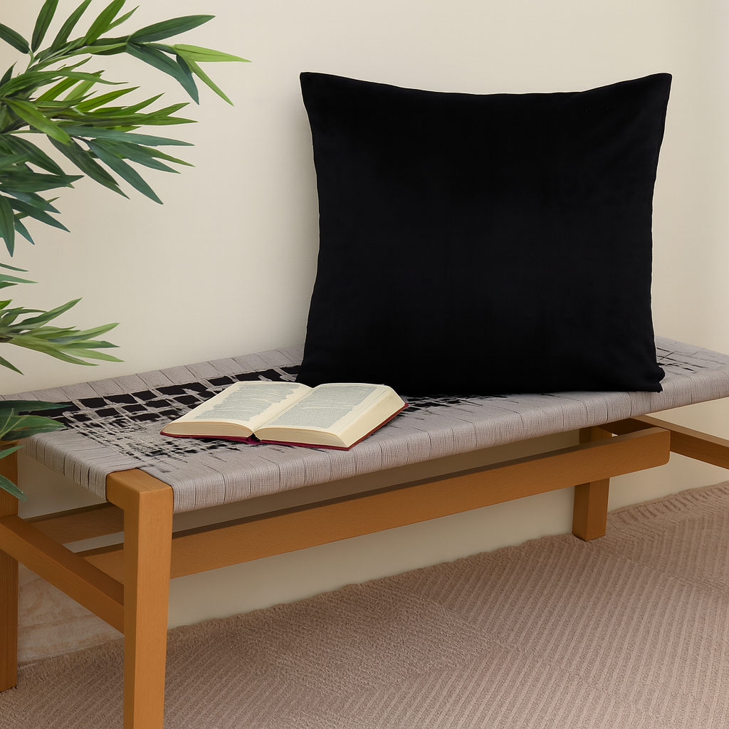 buy 1 Get 1 Free Jet Black Velvet Cushion Cover 18x18 – Luxurious Soft Throw Pillow for Modern Sofa & Bedroom Décor (Copy) - Habitt