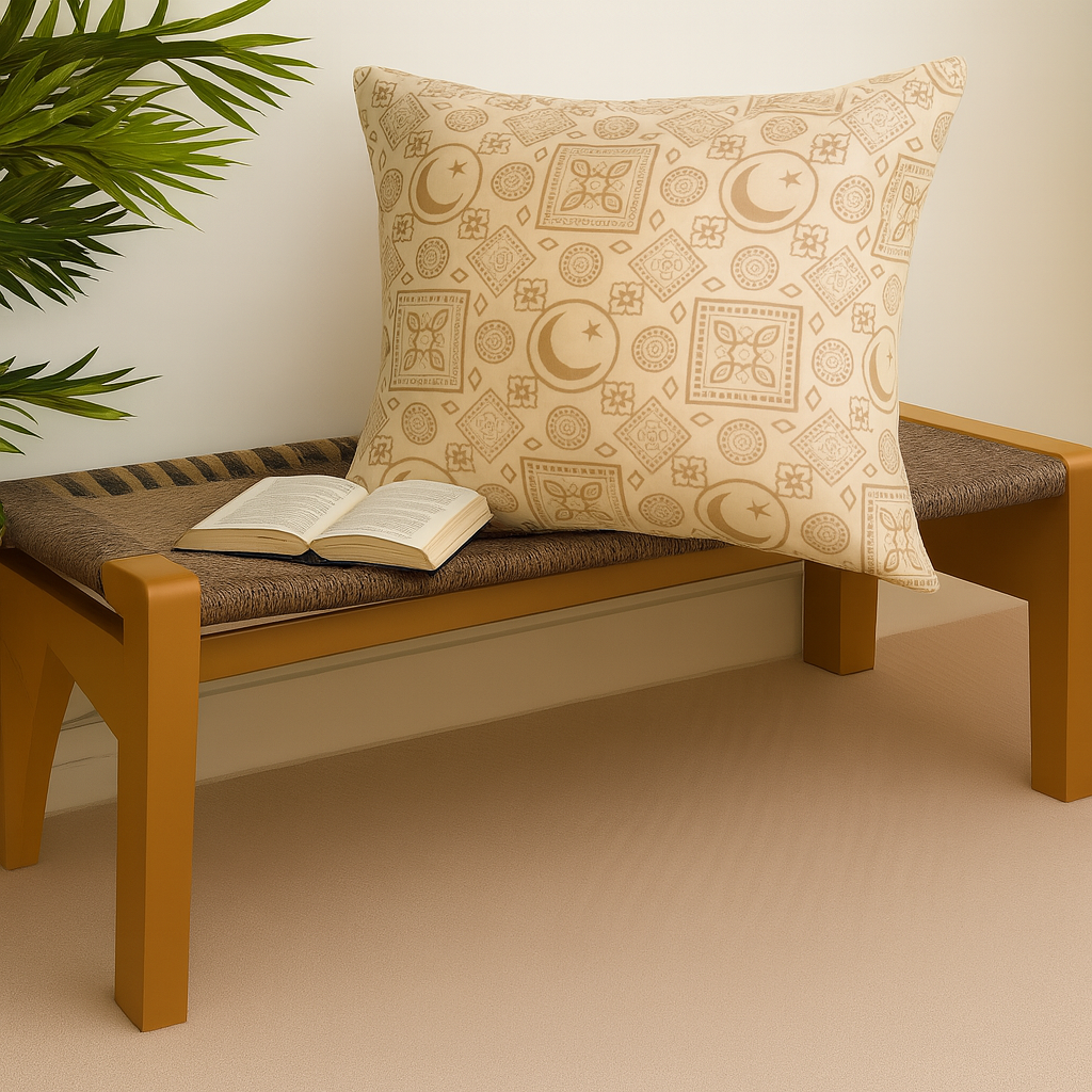 Light Taupe Cushion Cover – Ethnic Pattern Throw Pillow Case (18 x 18 Inches) - Habitt