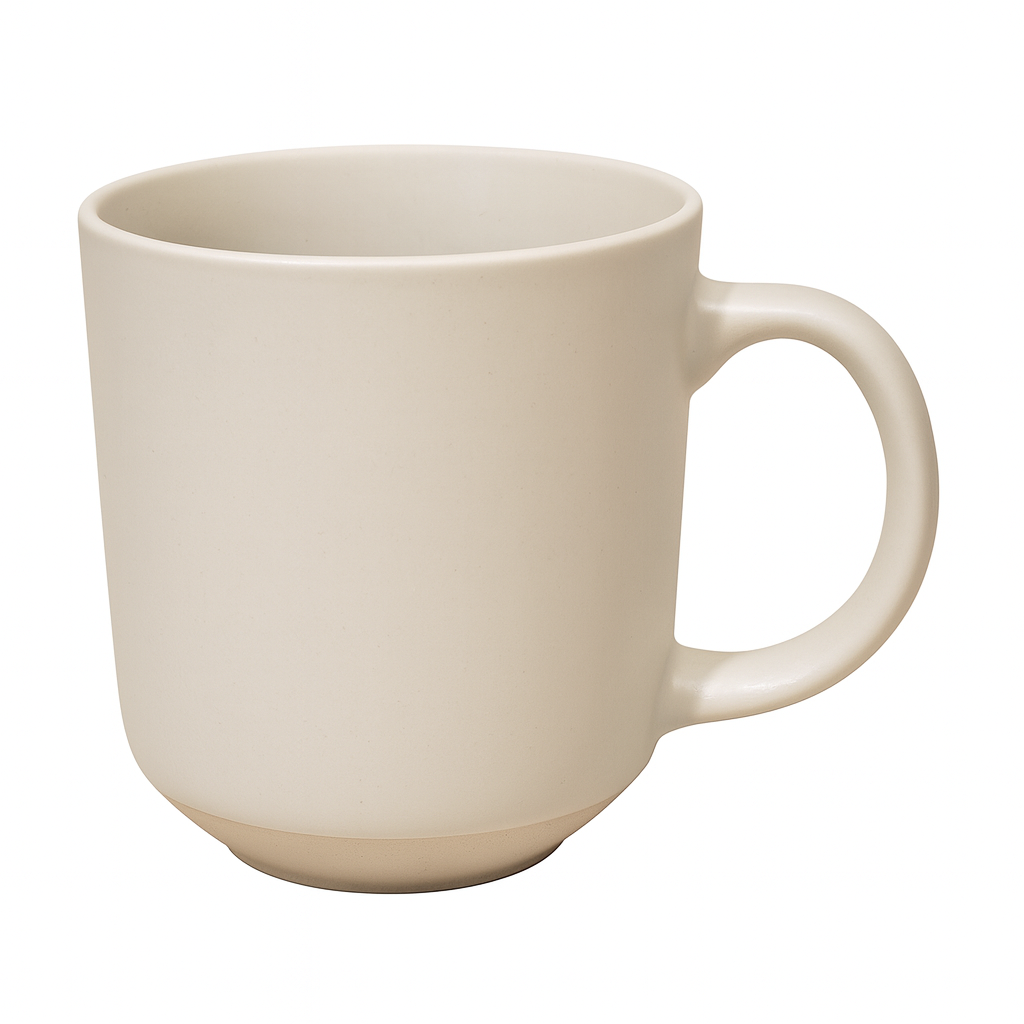 500ML Ceramic Mug with Raw Base – White - Habitt