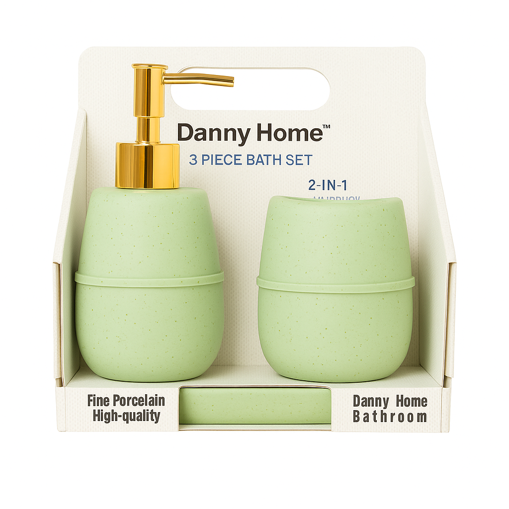 3 Pcs Bathroom Accessory Set – Soap Dispenser, Tumbler & Soap Dish - Habitt