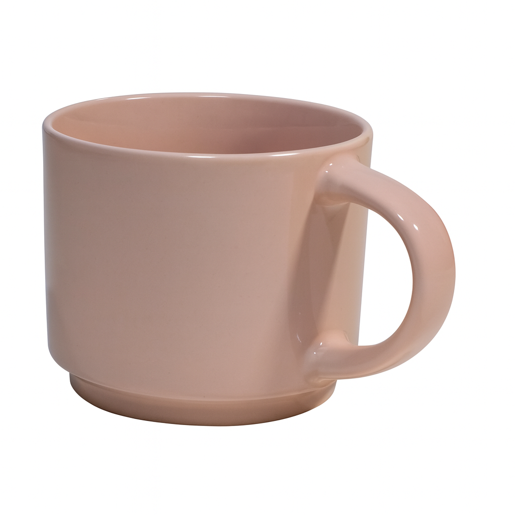 350ML Solid Color Ceramic Mug – White, Green, Grey & Pink Variants - Habitt