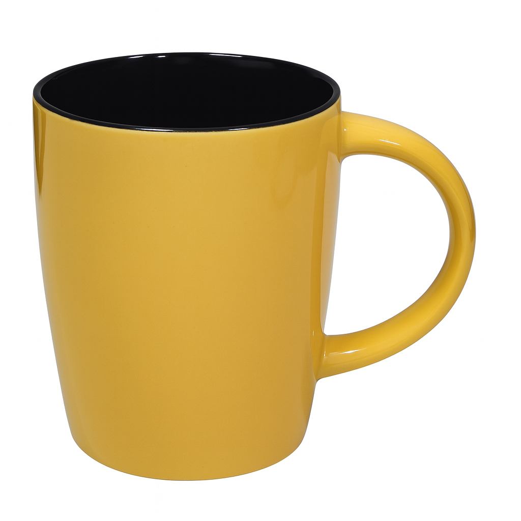 380ML Contrast Interior Ceramic Mug – Red, Yellow & Blue, Yellow & Black, White Variants - Habitt