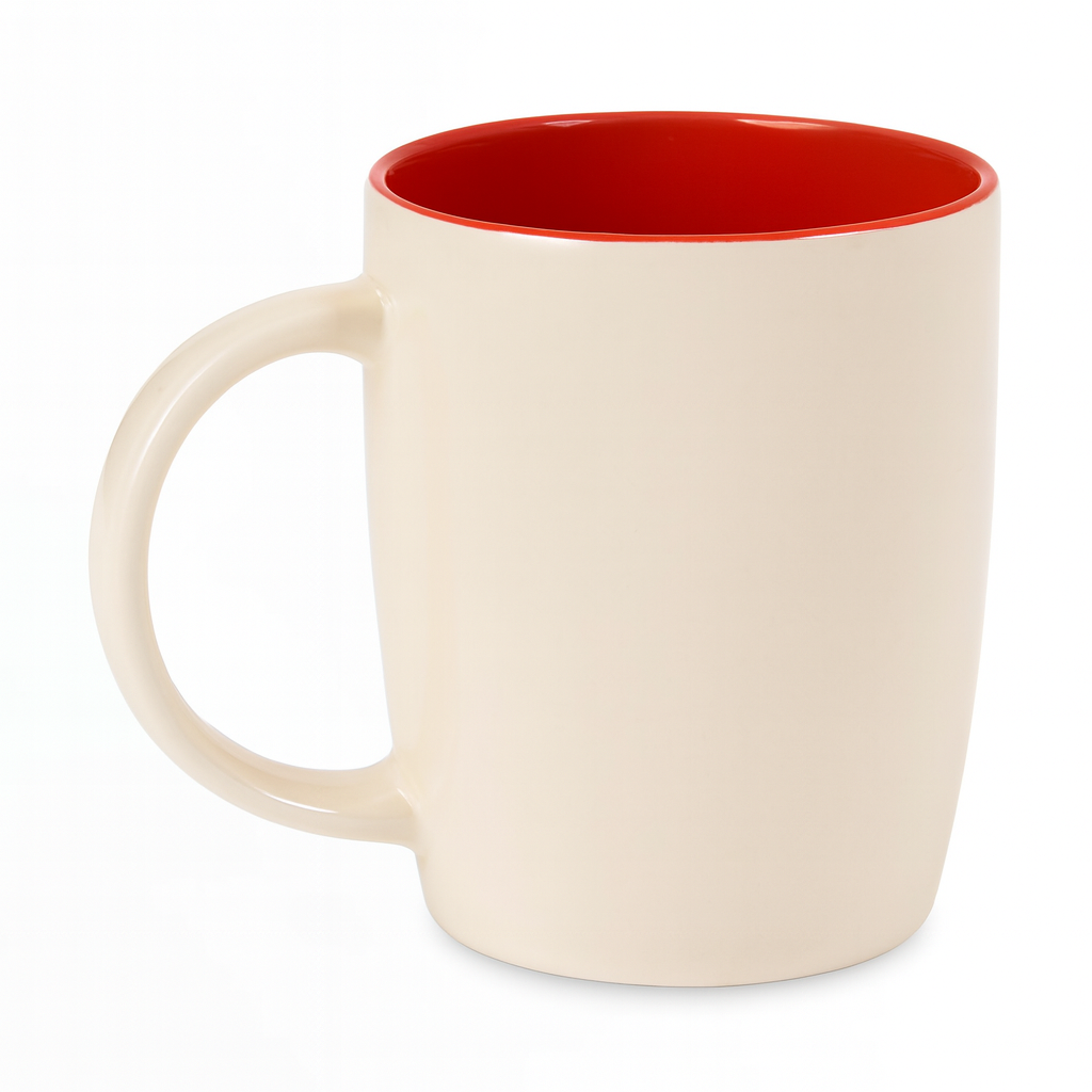 380ML Contrast Interior Ceramic Mug – Red, Yellow & Blue, Yellow & Black, White Variants - Habitt