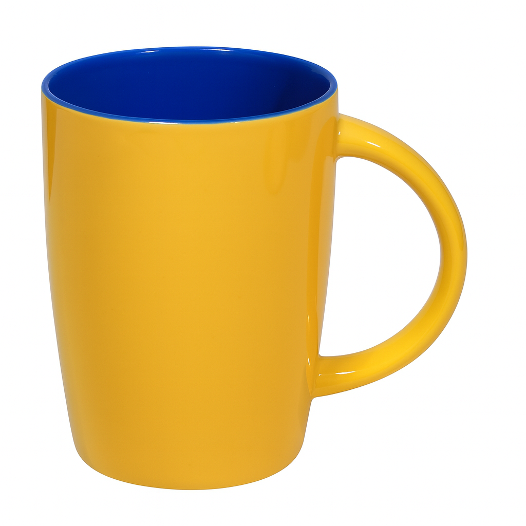 380ML Contrast Interior Ceramic Mug – Red, Yellow & Blue, Yellow & Black, White Variants - Habitt