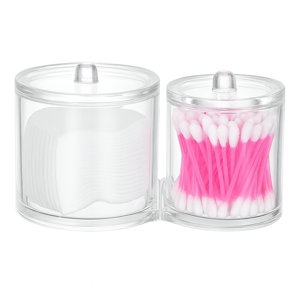 Clear Cotton Buds & Pads Storage Box – Acrylic Organizer for Bathroom, Vanity & Makeup Essentials - Habitt