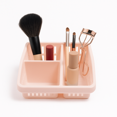 1pc Organizer Basket #4 (Assorted)  – 3 Compartment Plastic Storage Basket (Pink, Beige, White, Grey) - Habitt