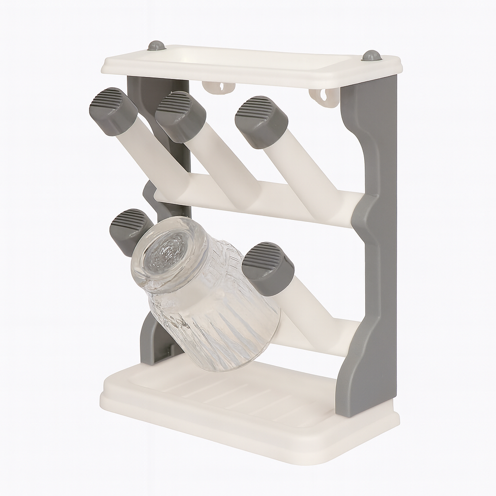 1pc Glass Stand Holder – 6 Cup Drying Rack for Kitchen. - Habitt