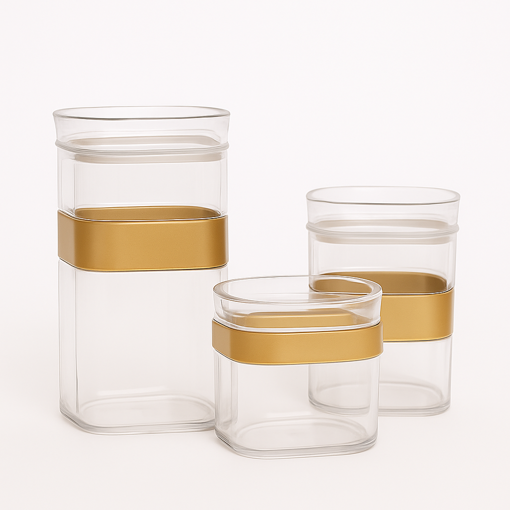 Sparkle Acrylic Jar – Premium Transparent Storage Containers with Golden Band - Habitt