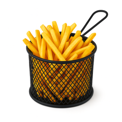 Round Fries Strainer – Silver &amp; Black Stainless Steel Mesh Basket - Habitt