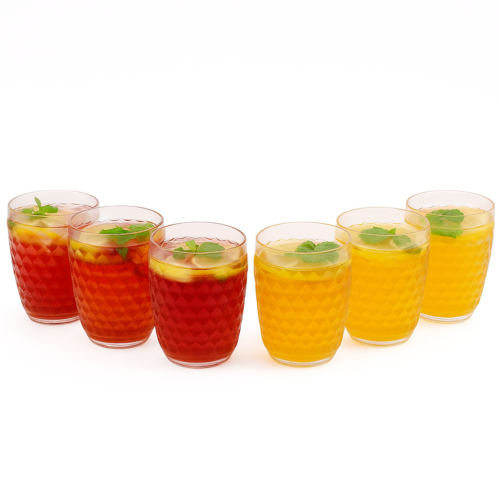 (Pack of 6) Shimmer Acrylic Glass – Premium Diamond-Cut Design Drinking Glasses - Habitt