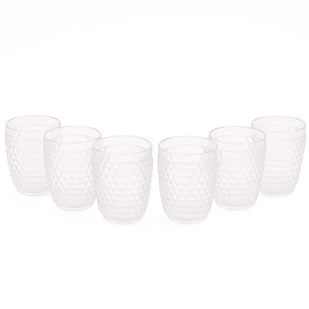 (Pack of 6) Shimmer Acrylic Glass – Premium Diamond-Cut Design Drinking Glasses - Habitt