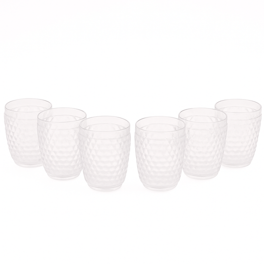 (Pack of 6) Shimmer Acrylic Glass – Premium Diamond-Cut Design Drinking Glasses - Habitt