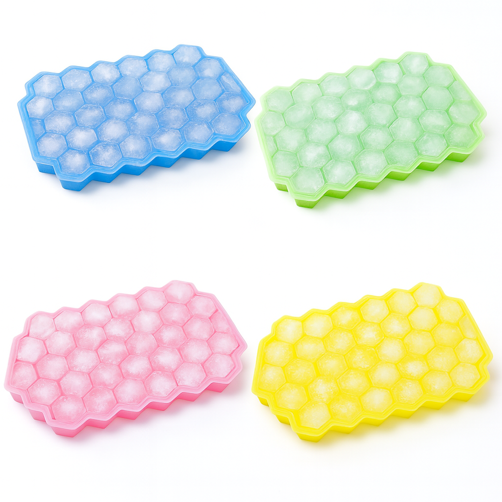 1Pc Honeycomb Ice Cube Tray with Lid Assorted – Flexible Silicone Ice Mold - Habitt