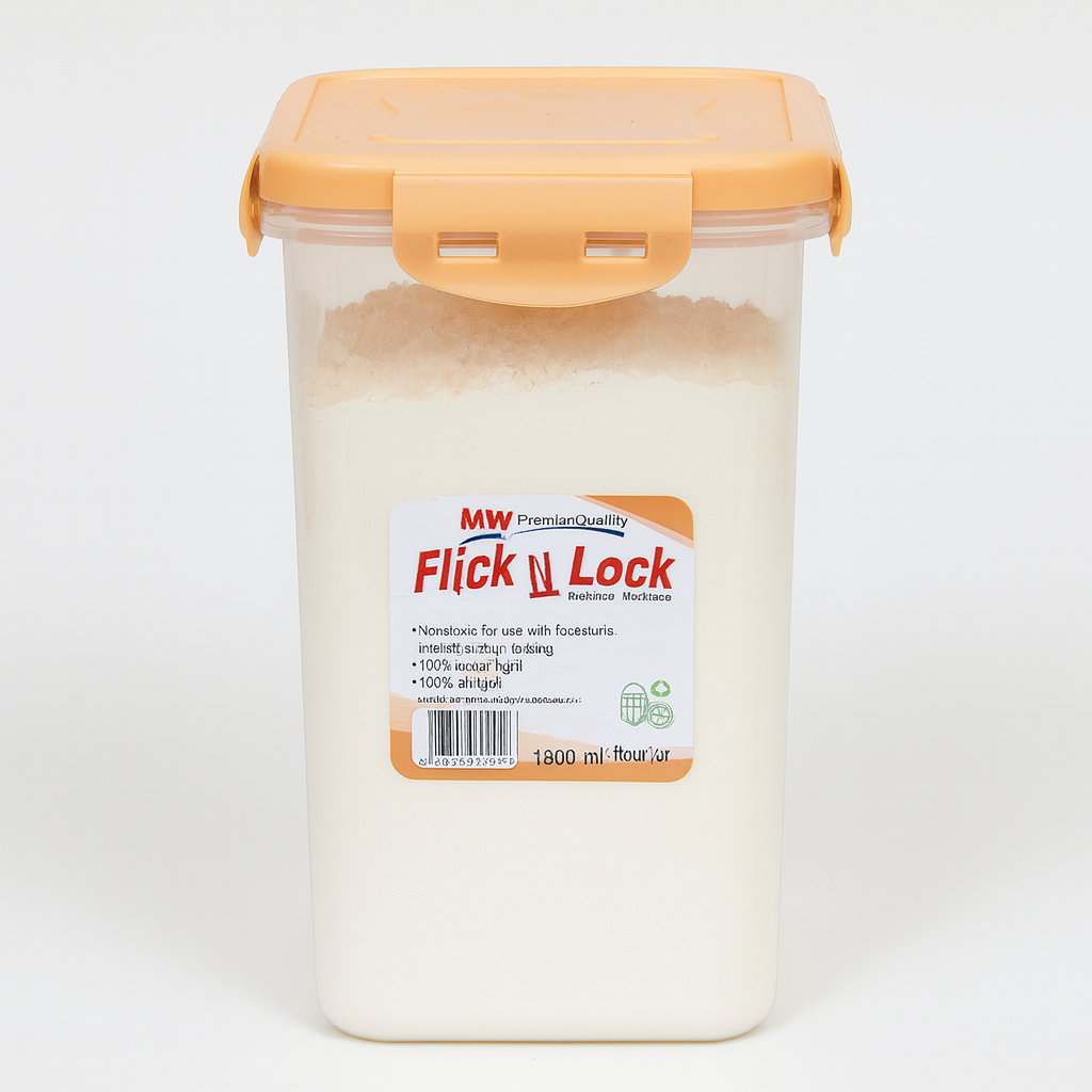 1pc Flick & Lock Large – 1800 ml Airtight Food Storage Jar (White, Pink, Beige, Grey Lid Options) - Habitt