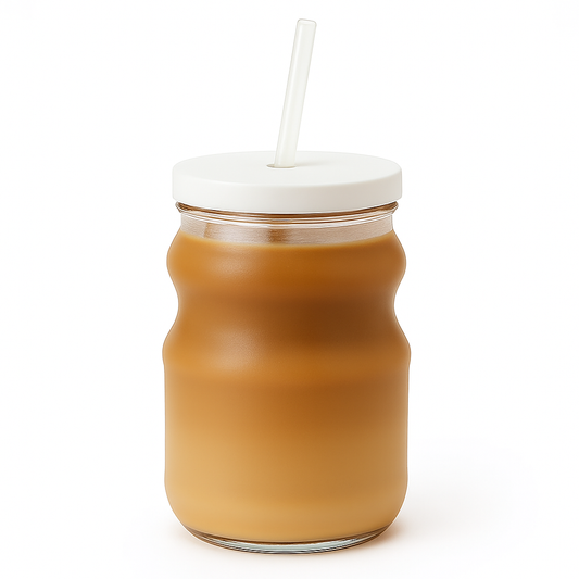 Clear Iced Tea Glass with Lid & Straw – Large Transparent Drinking Jar - Habitt