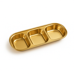 Gold Finish Stainless Steel Compartment Dish – 1, 2, 3 & 4 Section Plates for Snacks & Serving - Habitt