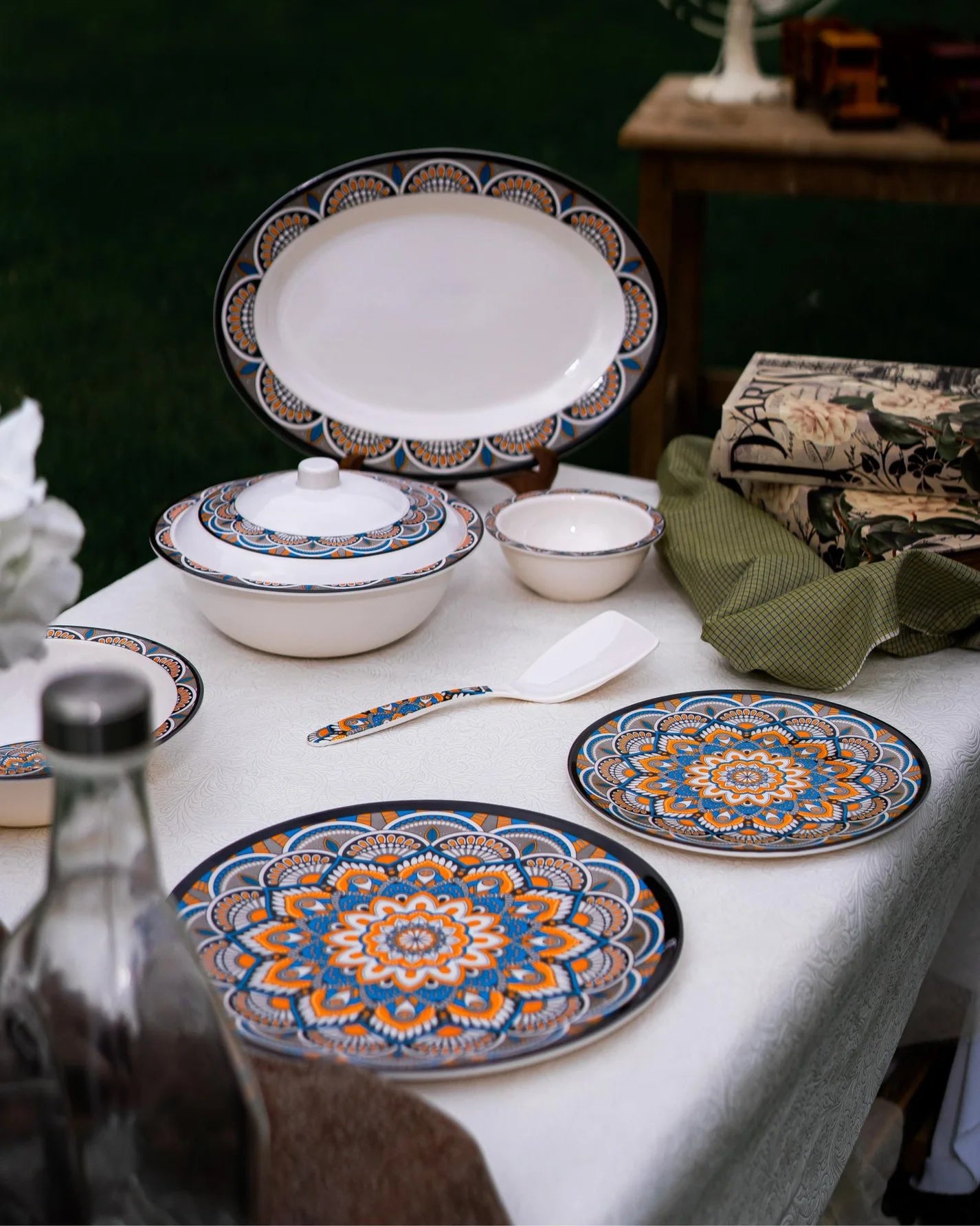 Nightfall Blossom Dinner Set – Artistic Mandala Elegance for Refined Dining (22 / 30 / 43 PCS) - Habitt