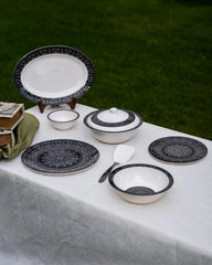 Noir Chic Dinner Set – Modern Mandala Elegance for Sophisticated Dining (22 / 30 / 43 PCS) - Habitt