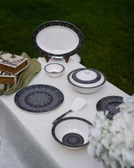 Noir Chic Dinner Set – Modern Mandala Elegance for Sophisticated Dining (22 / 30 / 43 PCS) - Habitt
