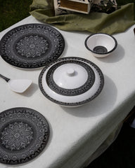Noir Chic Dinner Set – Modern Mandala Elegance for Sophisticated Dining (22 / 30 / 43 PCS) - Habitt