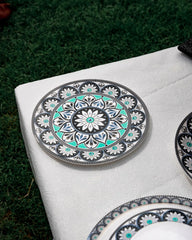 Ebony Symphony Dinner Set – Harmonious Elegance in Black, White & Teal (22 / 30 / 43 PCS) - Habitt