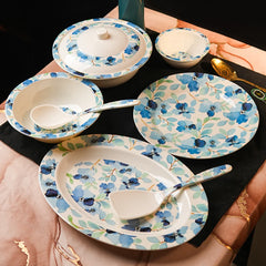 Sea of Blue Dinner Set – Coastal Florals with Fresh, Timeless Elegance (22 / 30 / 43 PCS) - Habitt