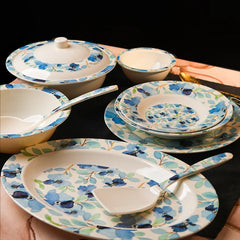 Sea of Blue Dinner Set – Coastal Florals with Fresh, Timeless Elegance (22 / 30 / 43 PCS) - Habitt