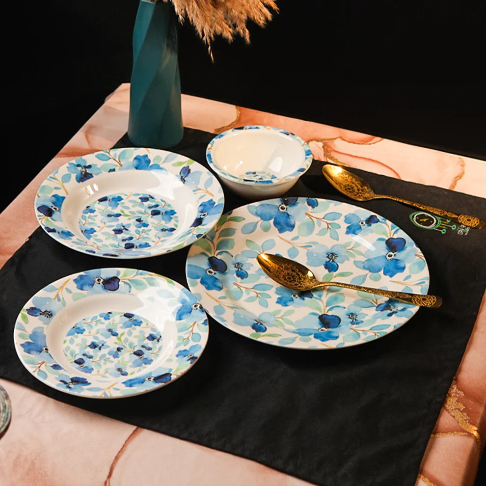 Sea of Blue Dinner Set – Coastal Florals with Fresh, Timeless Elegance (22 / 30 / 43 PCS) - Habitt