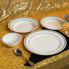 Chroma Stripes Dinner Set – Elegant White & Black Rim Design (22 / 30 / 43 PCS) - Habitt