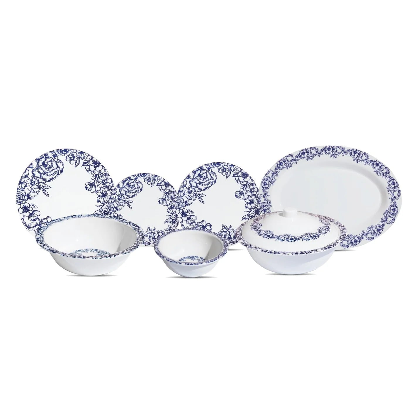 Azure Blossom Dinner Set – Timeless Floral Elegance for Refined Dining (22 / 30 / 43 PCS) - Habitt