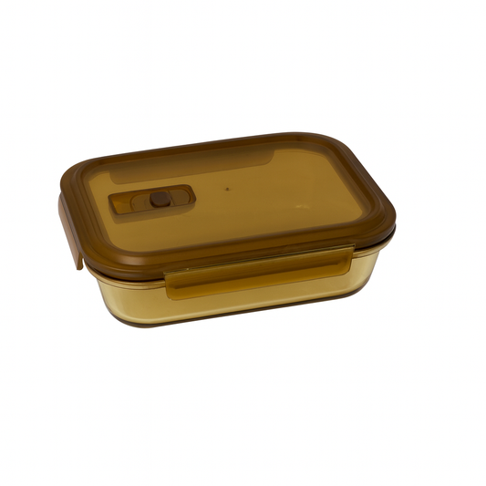 Rectangular Glass Storage Box – 1000ml – CSB-09 (Amber, 2-Compartment) - Habitt