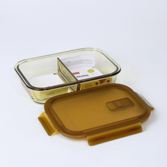 Rectangular Glass Storage Box – 1000ml – CSB-09 (Amber, 2-Compartment) - Habitt