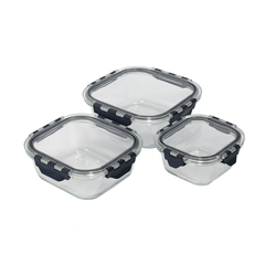 3 Pcs Glass Food Storage Box Set – 380ml, 520ml & 800ml - Habitt