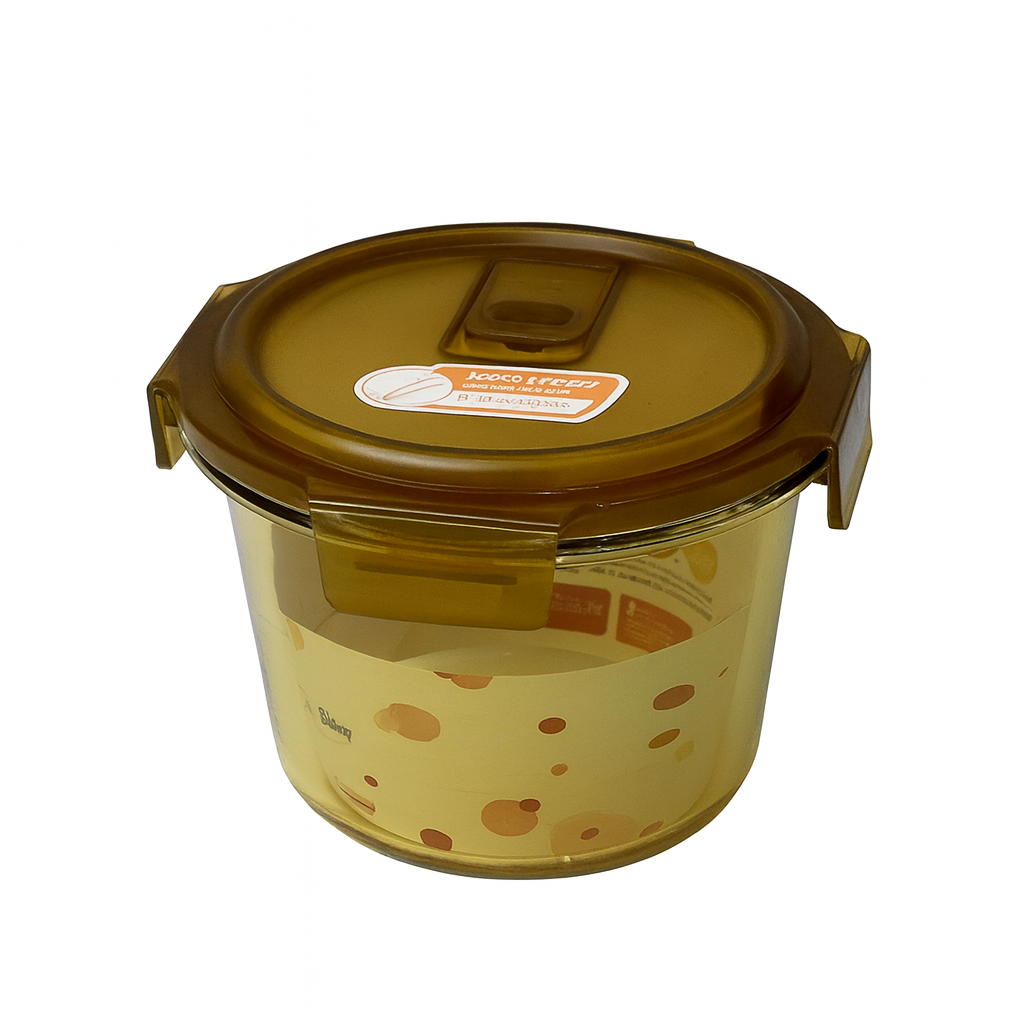 Glass Food Storage Container – 700ml Round with Amber Lid – CSB-08 - Habitt