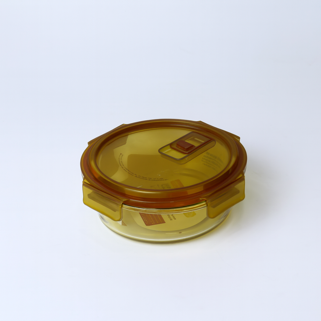 Round Glass Storage Container – 950ml – CSB-06 (Amber) - Habitt