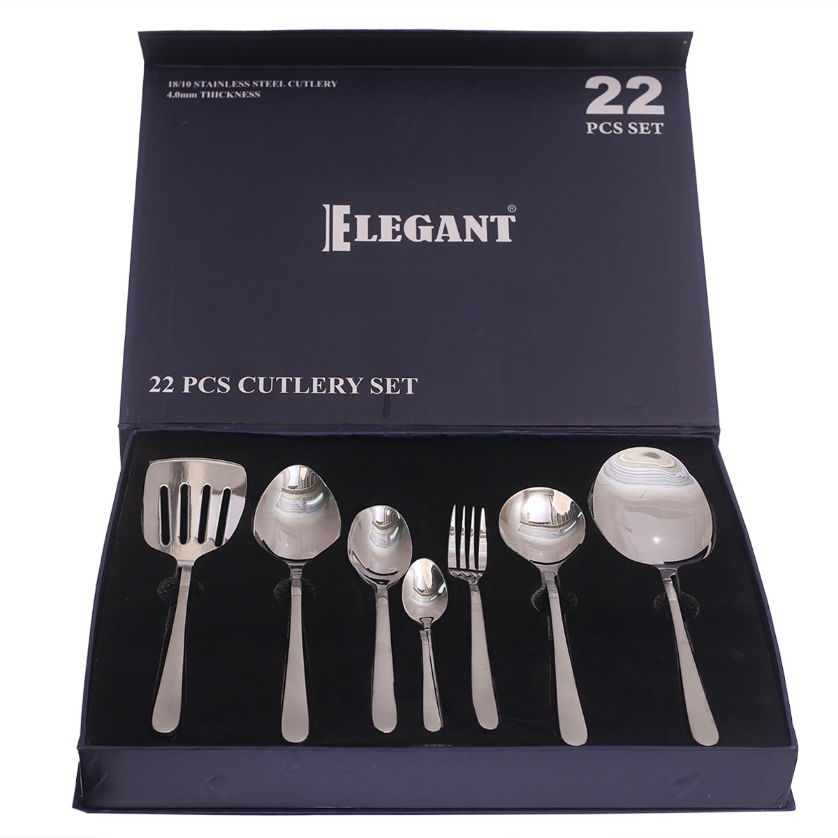 Elegant Silver 22-Piece Stainless Steel Cutlery Set – Premium Flatware with Gift Box - Habitt
