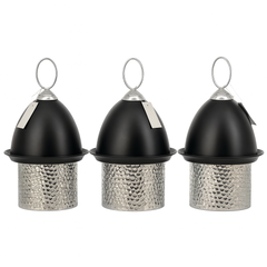 1 pc Iron Serving Tray with Dome Cover – Hammered Silver Base & Black Top - Habitt