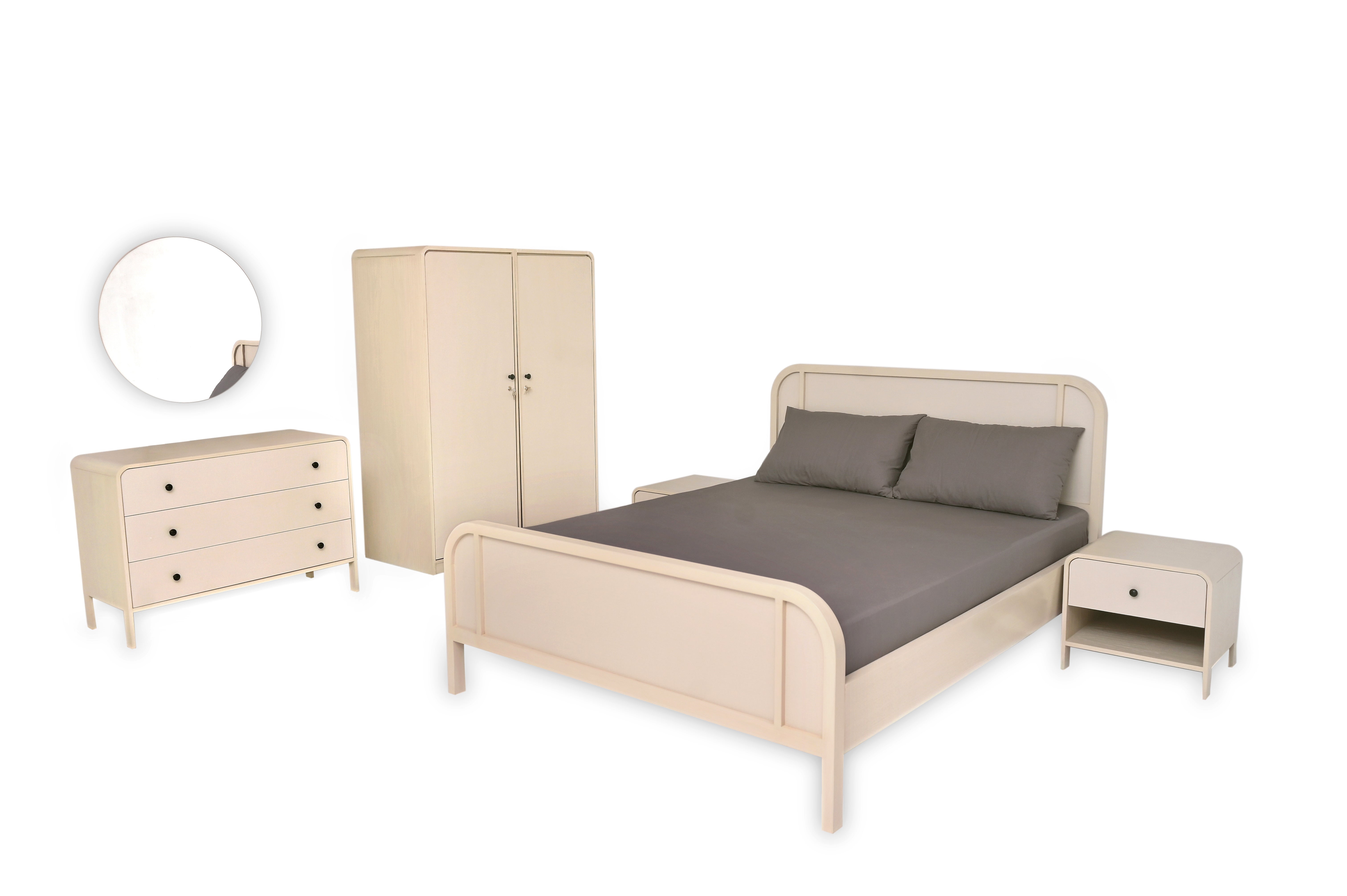 Harold Bedroom Set – Queen Size Bed, Dresser with Mirror & 2-Door Wardrobe - Habitt