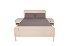 Harold Queen Bed – Solid Wood Frame with Upholstered Headboard - Habitt