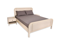 Harold Queen Bed – Solid Wood Frame with Upholstered Headboard - Habitt