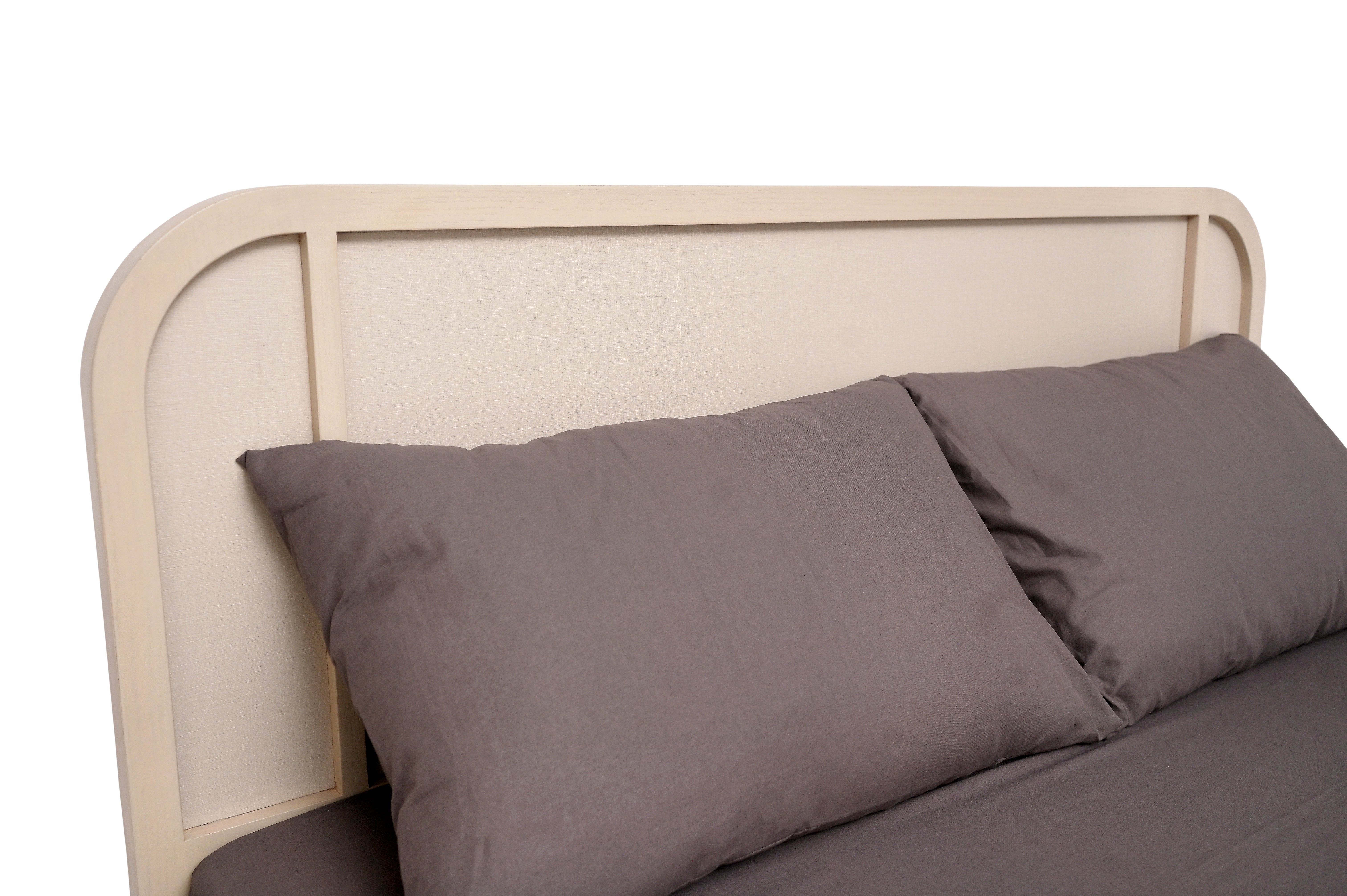 Harold Queen Bed – Solid Wood Frame with Upholstered Headboard - Habitt