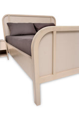 Harold Queen Bed – Solid Wood Frame with Upholstered Headboard - Habitt