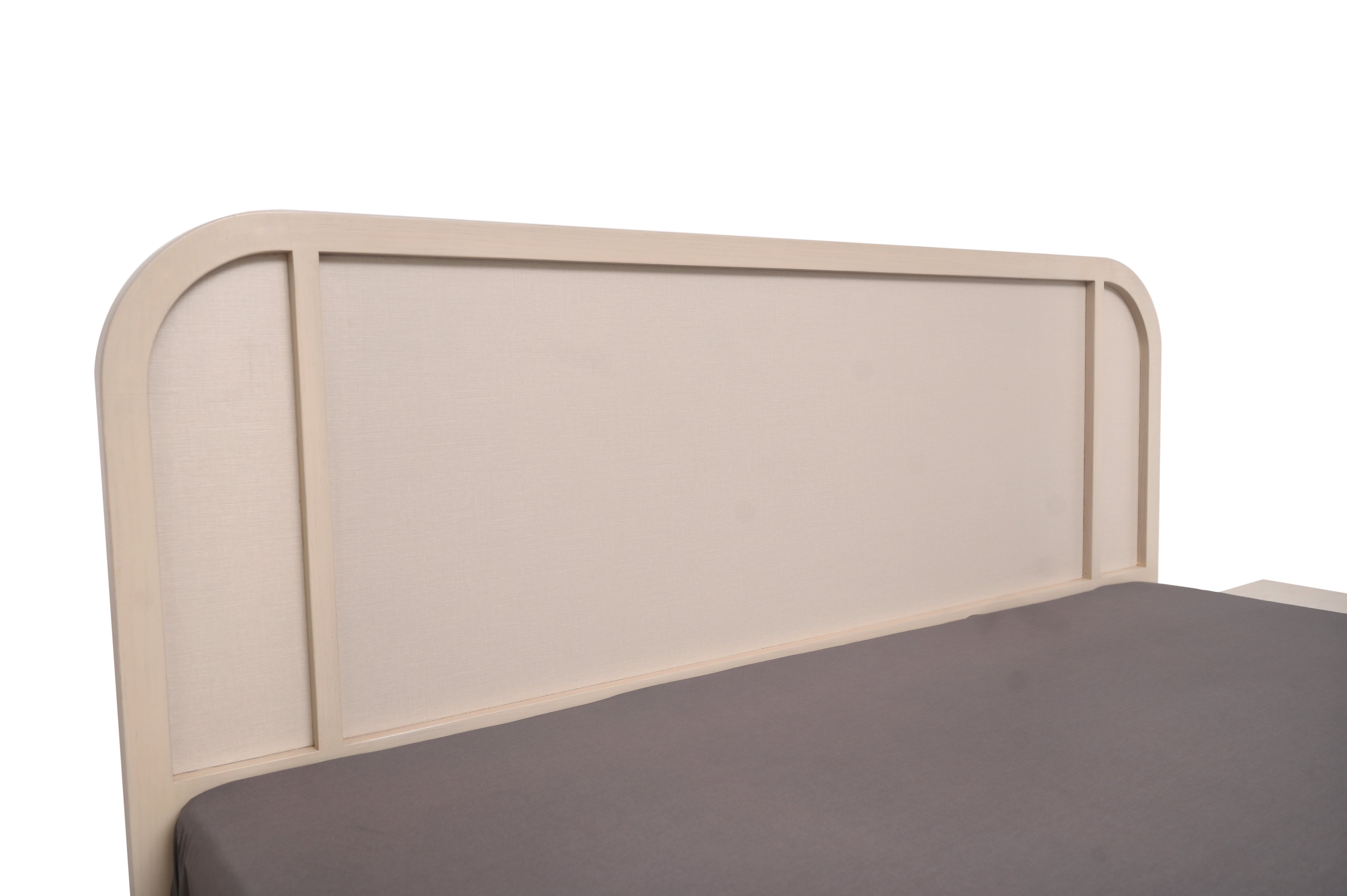 Harold Queen Bed – Solid Wood Frame with Upholstered Headboard - Habitt