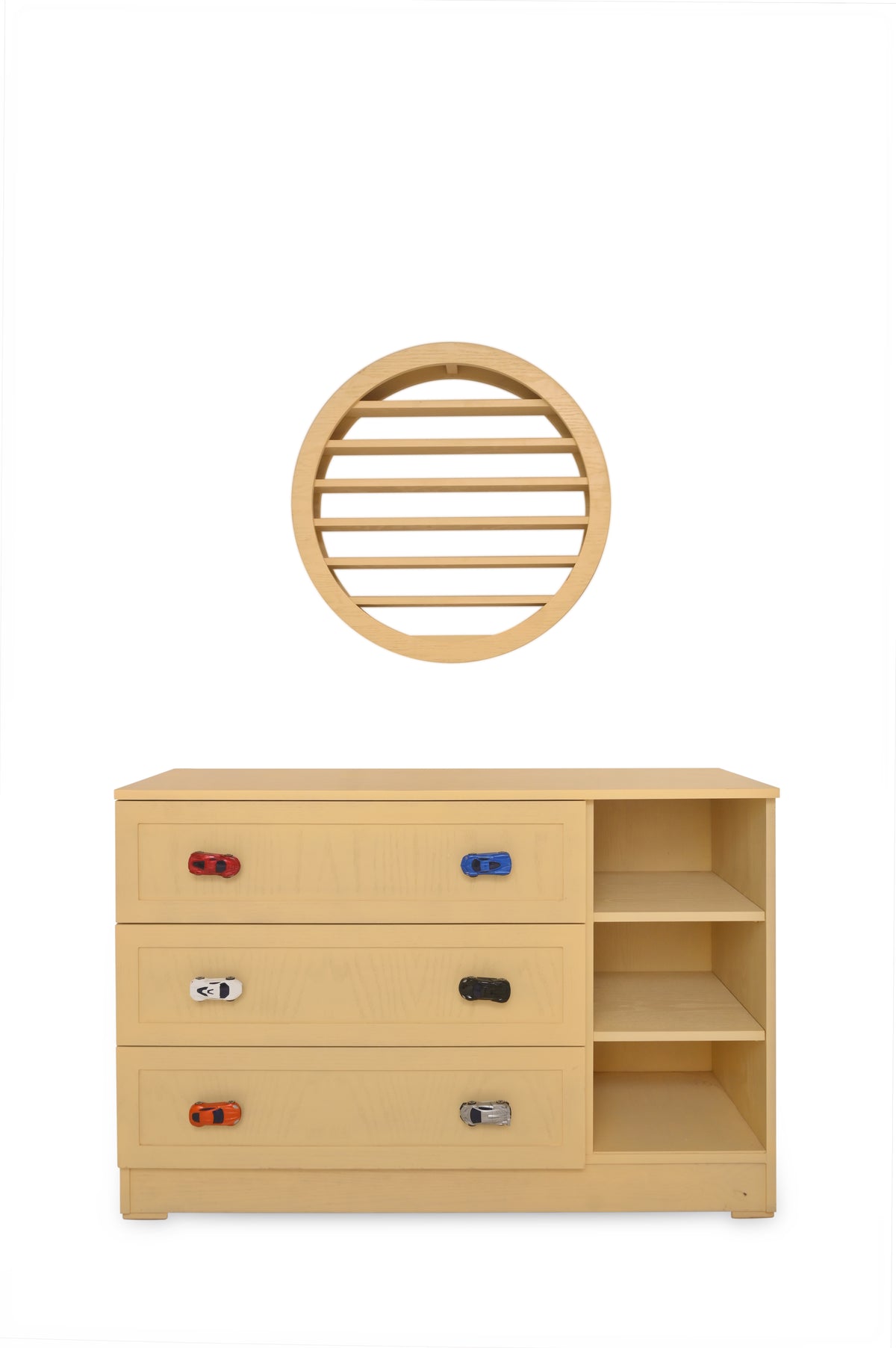 Wooden Cart Chester – Kids’ Chest of Drawers with Toy Car Handles - Habitt