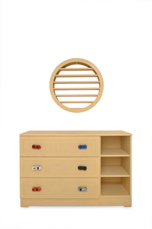 Wooden Cart Chester – Kids’ Chest of Drawers with Toy Car Handles - Habitt
