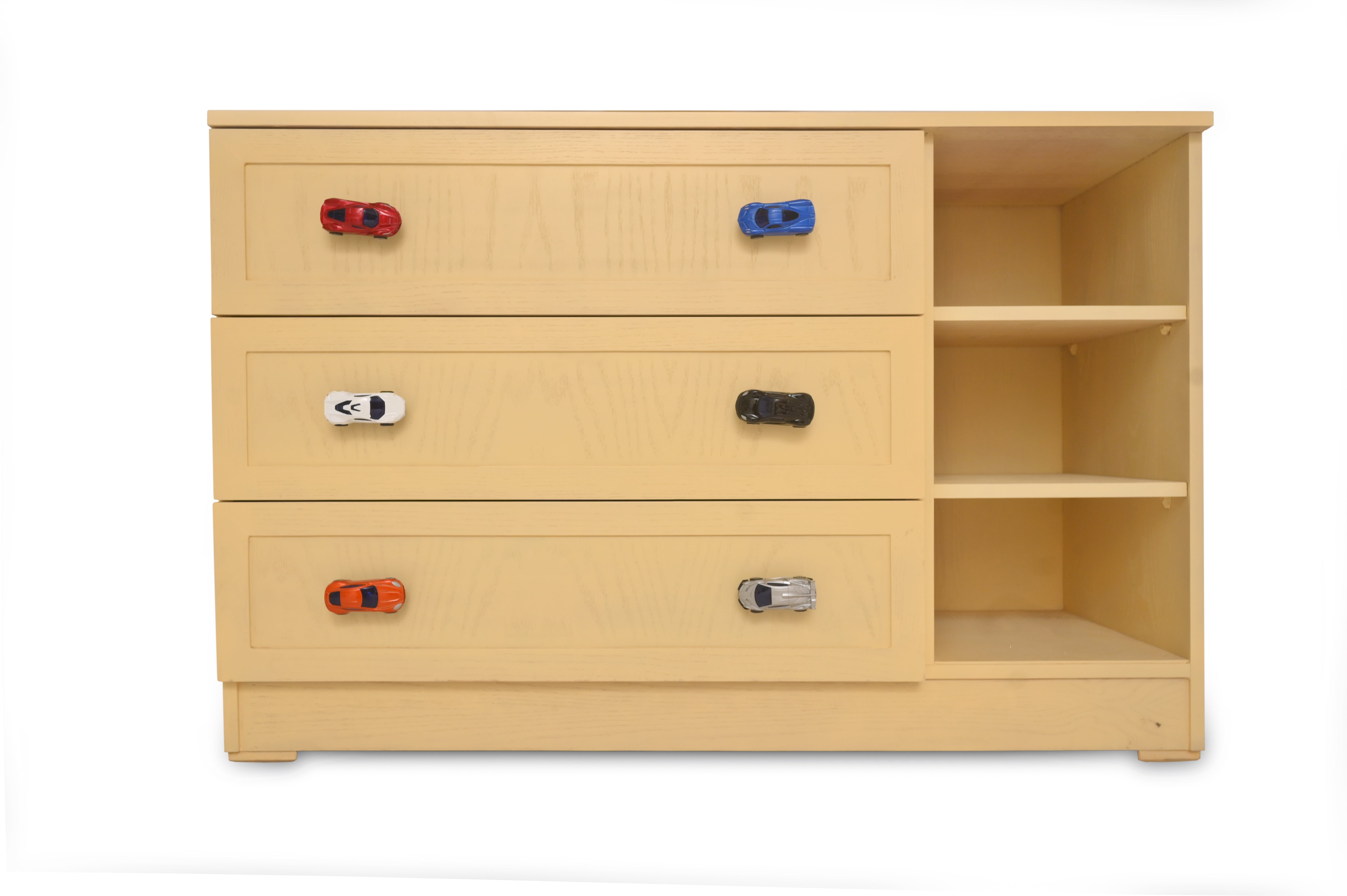 Wooden Cart Chester – Kids’ Chest of Drawers with Toy Car Handles - Habitt