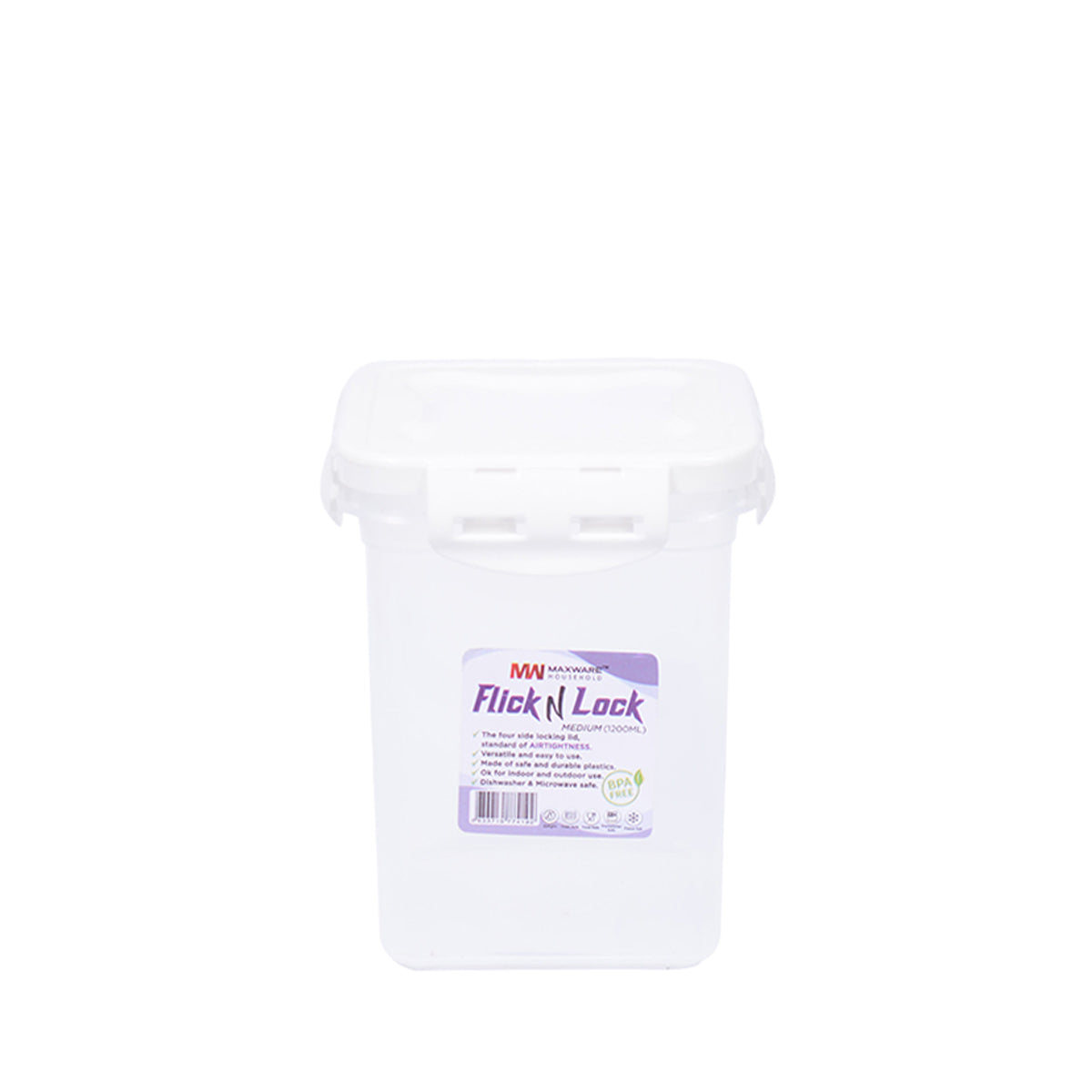 1pc Flick N Lock Medium – 1200 ml Airtight Food Storage Container - Habitt