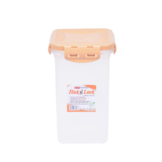 1pc Flick & Lock Large – 1800 ml Airtight Food Storage Jar (White, Pink, Beige, Grey Lid Options) - Habitt